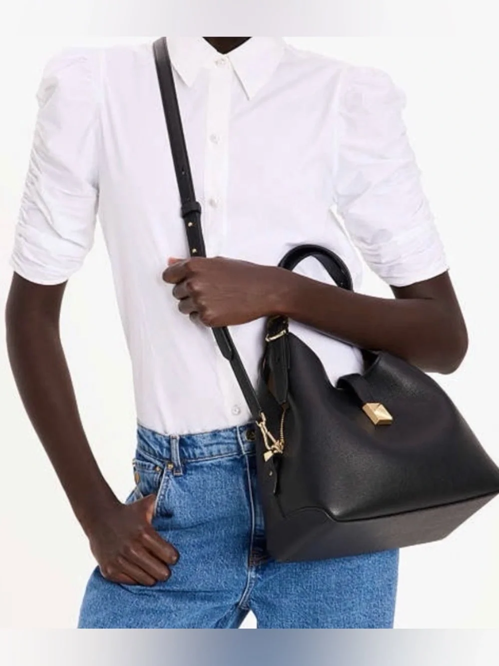 NWT Kate Spade Deco Crossbody Tote Handbag Black/Gold KI557
